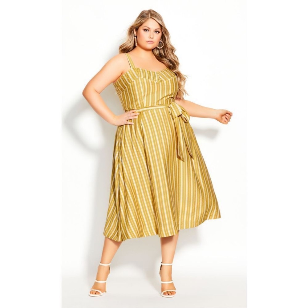 Striped Yellow Midi Dress
